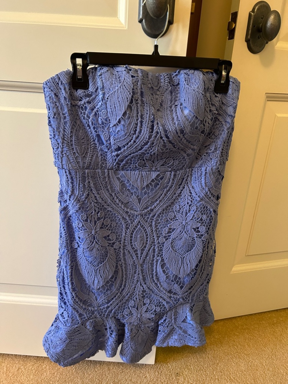 Petal & Pup Lavender Strapless Lace Ruffle-Hem Dress